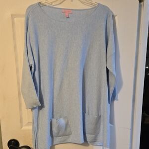 Lilly Pulitzer Sky Blue Oversized Sweater Top W Pompom Details